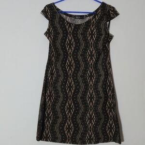 Joli Clothes Geometric Tribal Print Cap Sleeve Knit Mini Dress XL